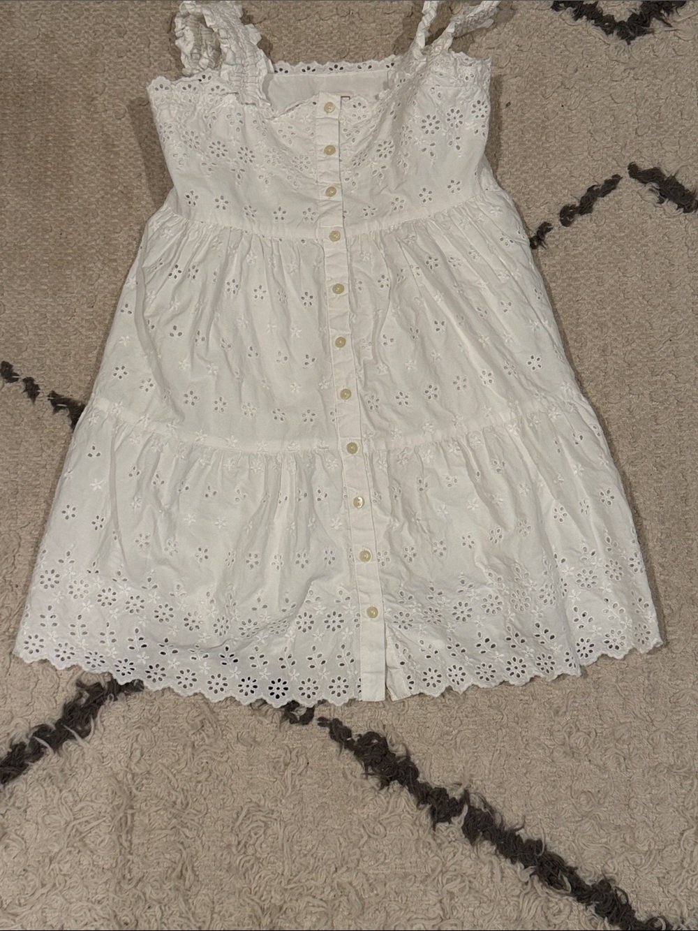 Doen x GAP White Eyelet Ruffled Strap Button-Front Dress size 8 - Picture 4 of 5
